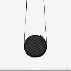 VINYLE ROUND YSL CAMERA BAG IN CHEVRON-QUILTED